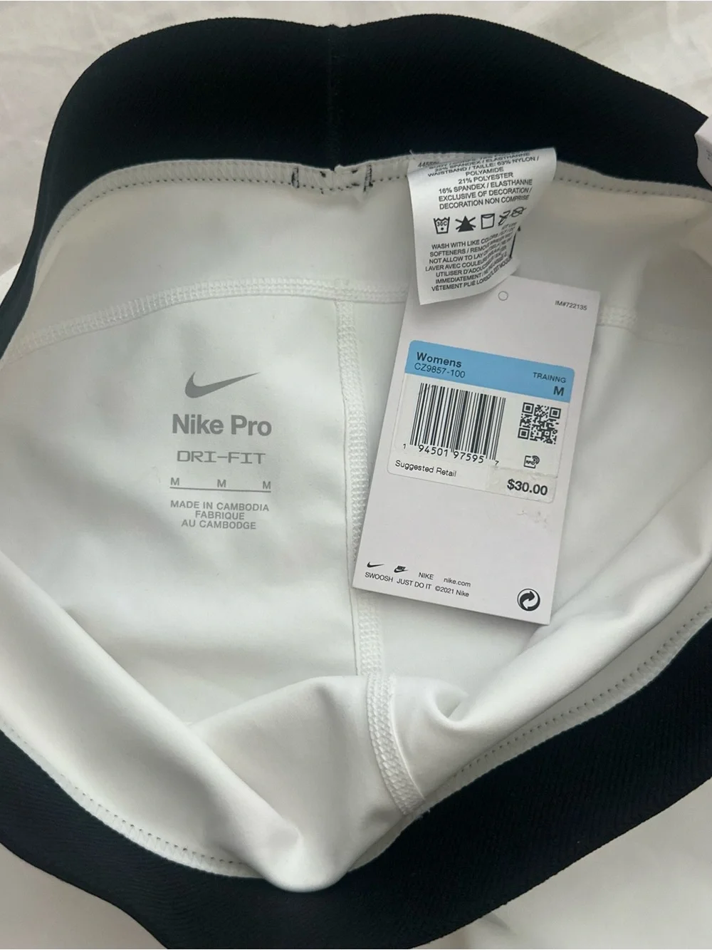Nike Pro White 3 inch Shorts
